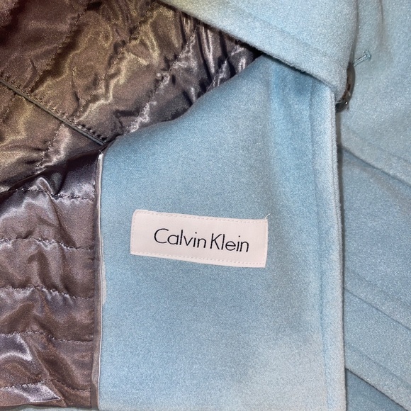 Gorgeous Calvin Klein Ice Blue Single Breasted Long Coat Medium Winter Classic - Picture 6 of 10